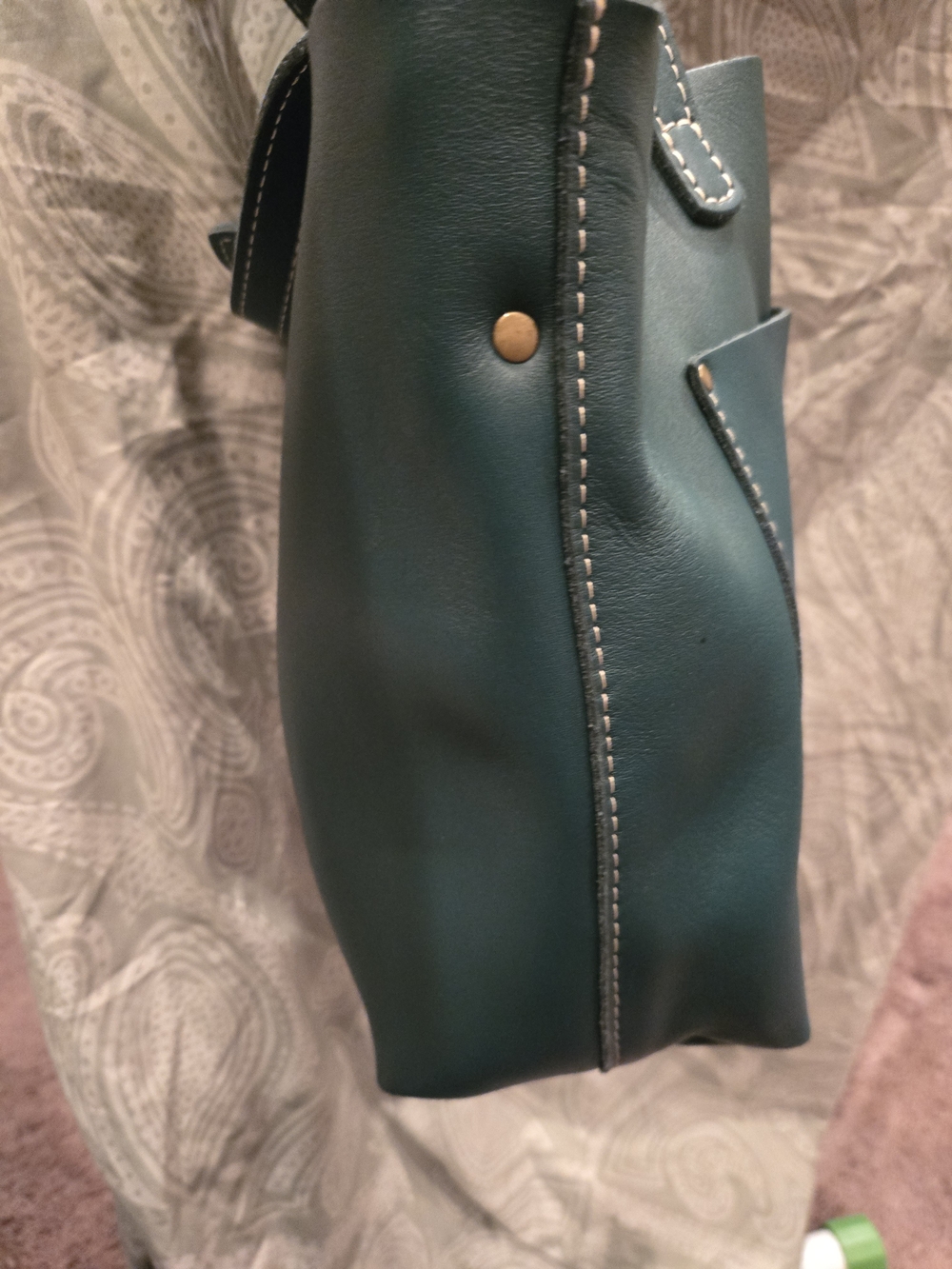 Portland Leather Teal Crossbody Medium Tote Bag. Like New. - Picture 5 of 14
